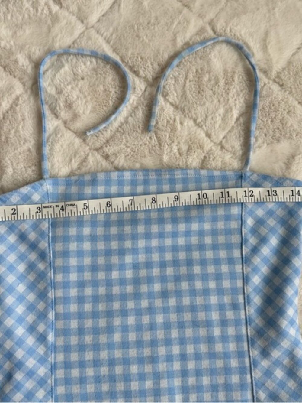 Emily June | Blue & White Check Halter Strap Plaid Bodycon Dress | Size Medium - Picture 8 of 10